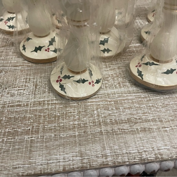 Holiday Wooden Candle Holders with Holly Design, Set of 9, 5x3 - Picture 3 of 6